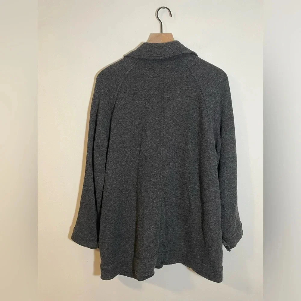Free People Oversize Slouchy Anorak Jacket Gray Knit Linen Blend Pea Coat Small - Picture 5 of 10